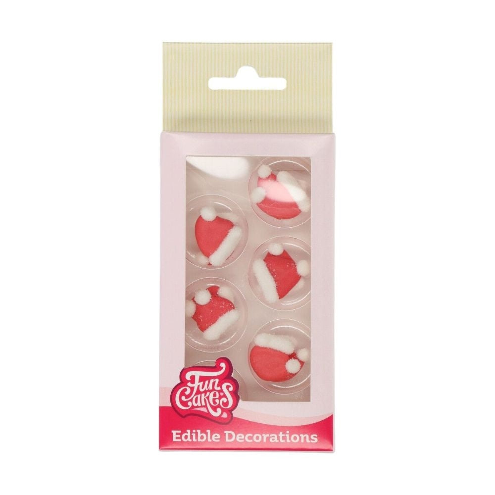FunCakes Santa's Hat Sugar Decorations Set Of 12