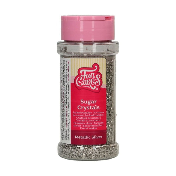FunCakes Metallic Silver Sugar Crystals 80g