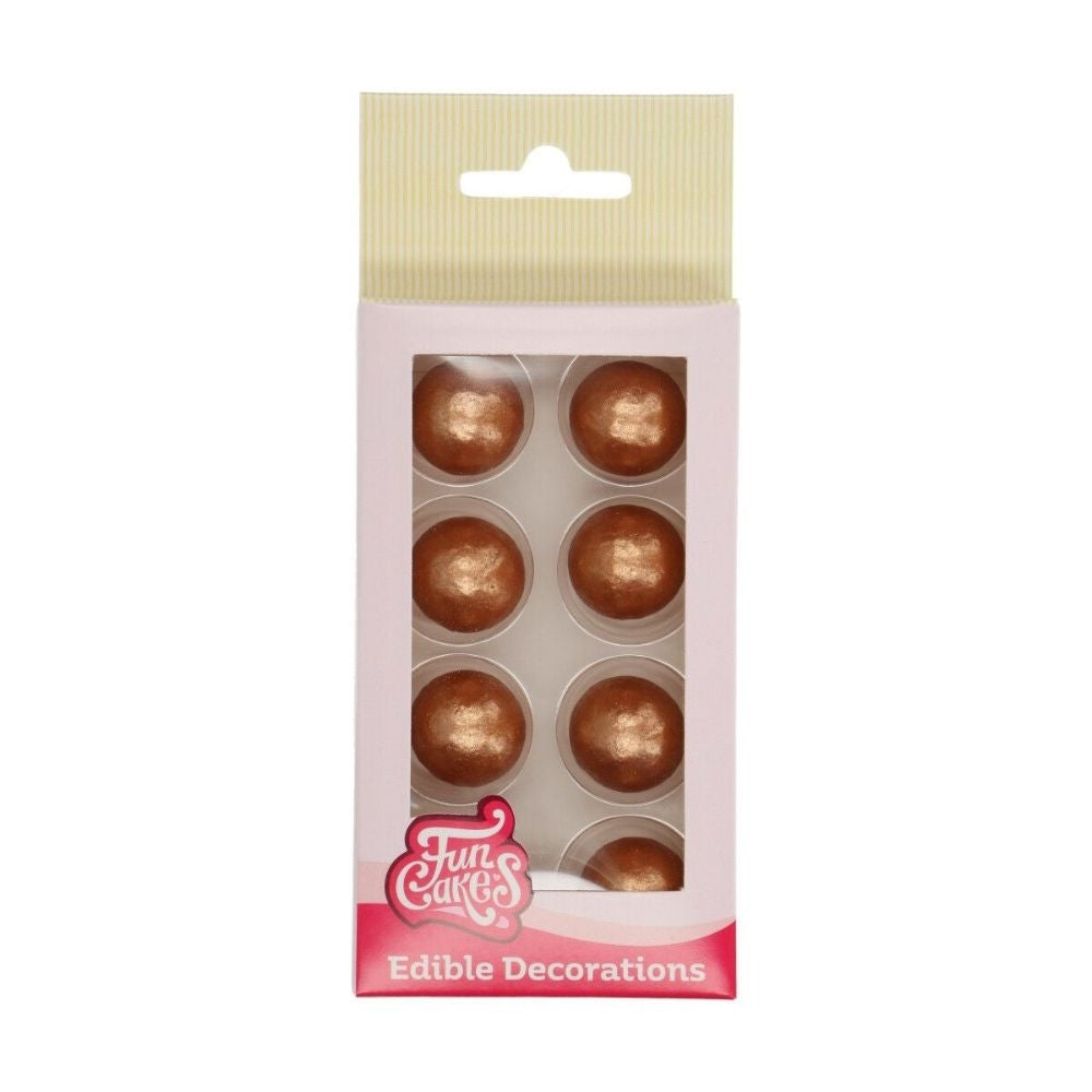 FunCakes Bronze Gold Pearl Choco Balls x 8
