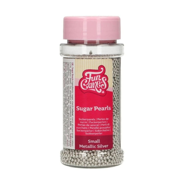 FunCakes Metallic Silver Sugar Pearls 80g