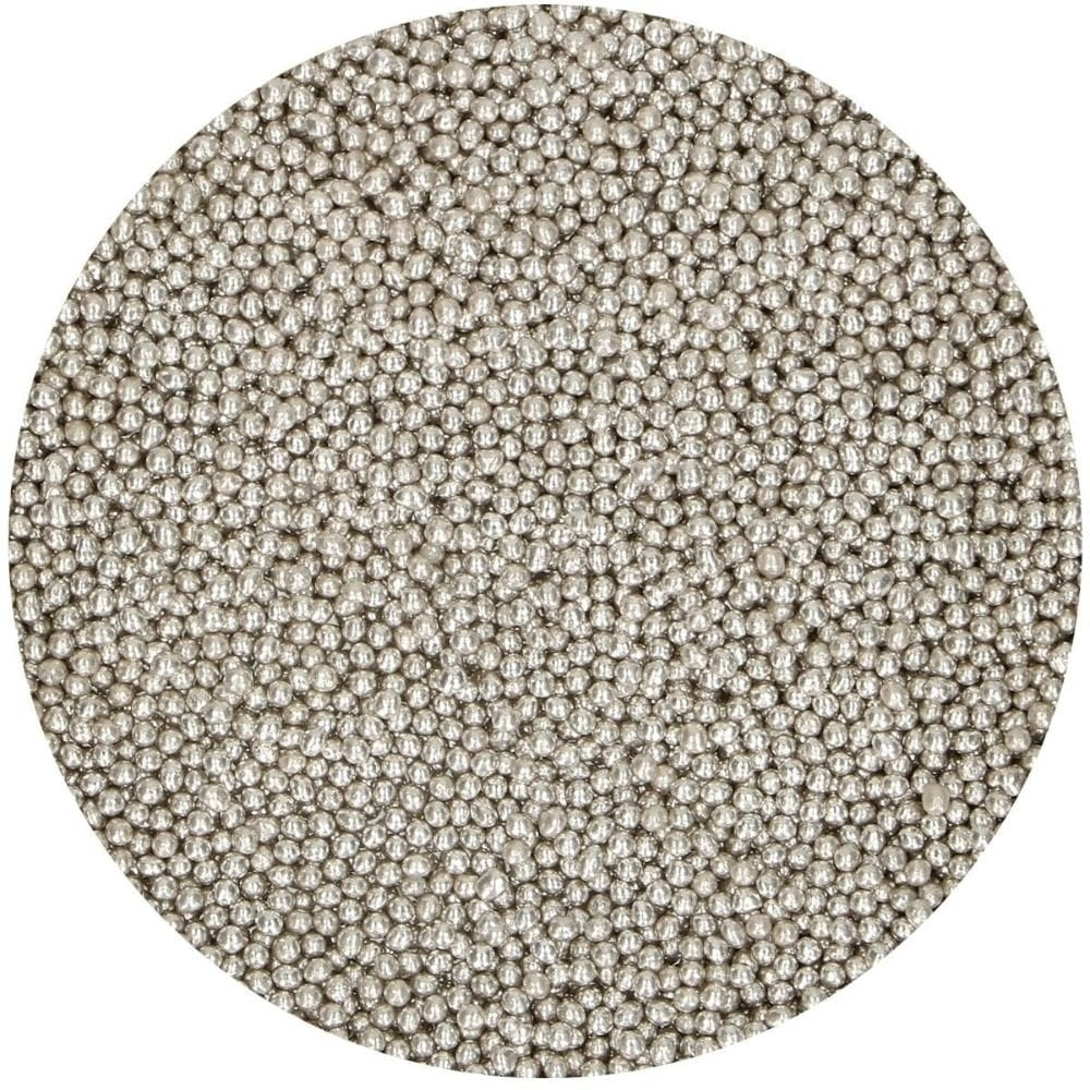 FunCakes Metallic Silver Sugar Pearls 80g