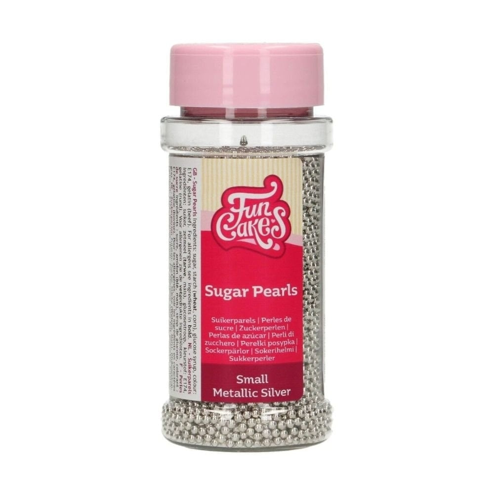 FunCakes Metallic Silver Sugar Pearls 80g