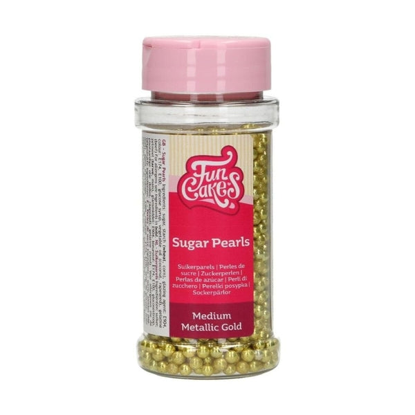 FunCakes Metallic Gold Sugar Pearls 80g