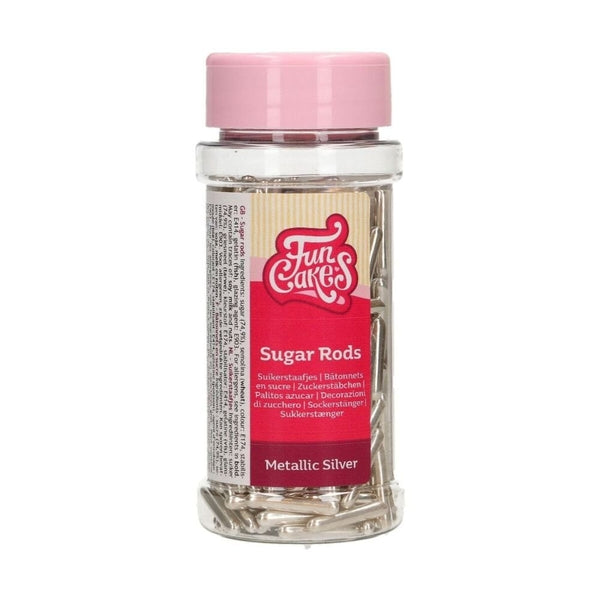FunCakes Metallic Silver Sugar Rods XL 70g
