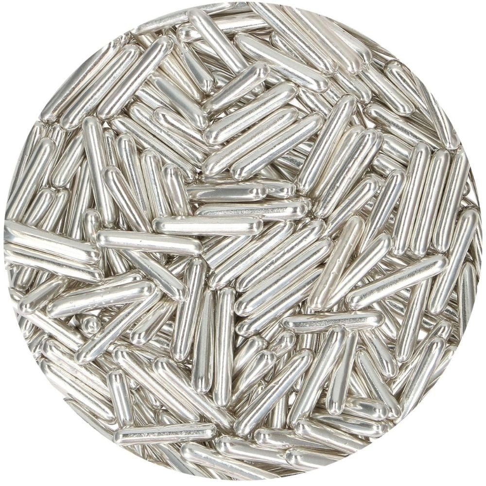 FunCakes Metallic Silver Sugar Rods XL 70g