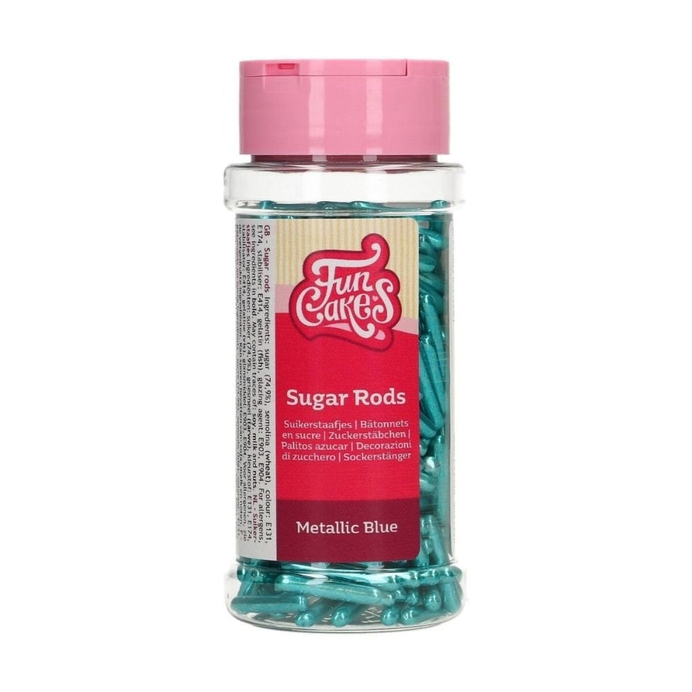 FunCakes Metallic Blue Sugar Rods XL 70g
