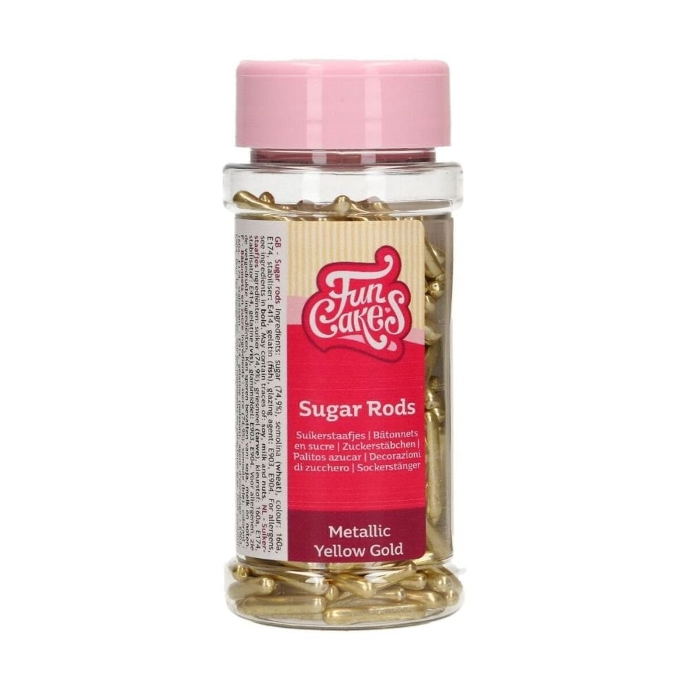 FunCakes Metallic Yellow Gold Sugar Rods XL 70g