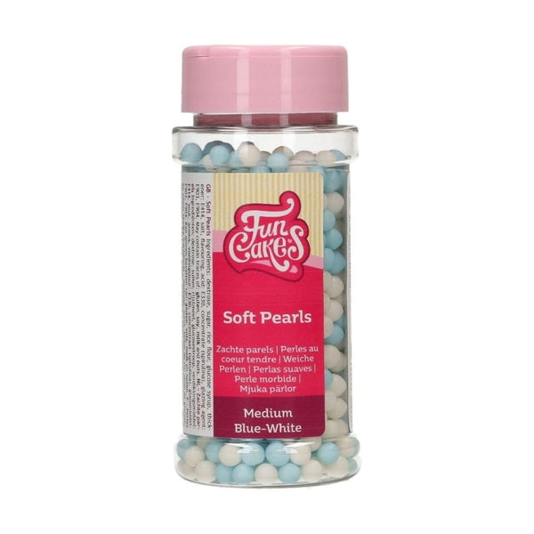 FunCakes Blue/White Medium Soft Pearls 60g