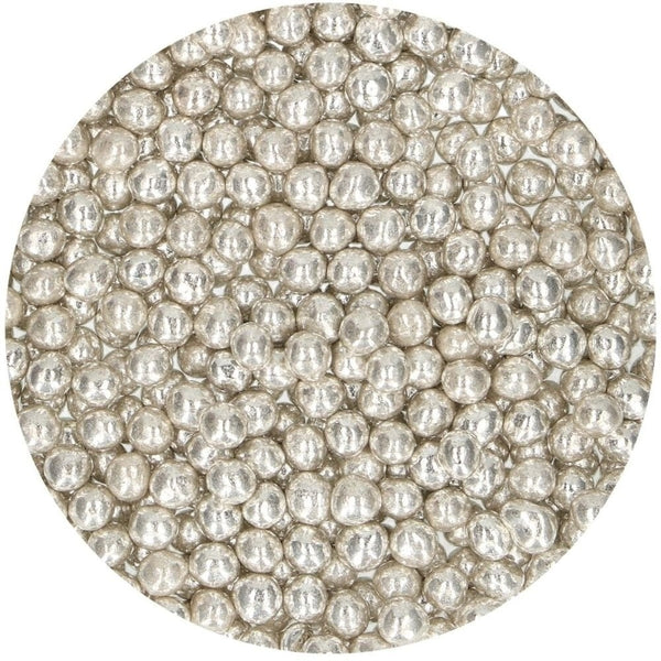 FunCakes Metallic Silver Medium Soft Pearls 55g