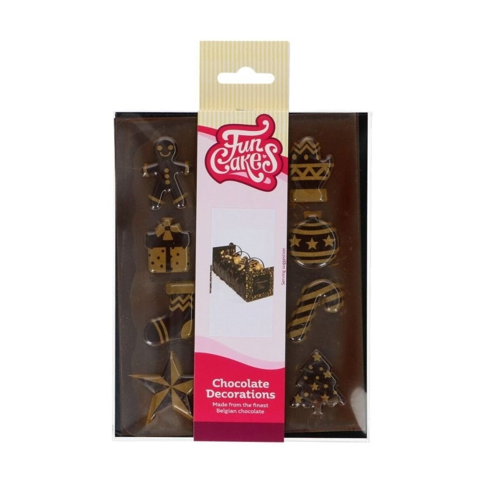 FunCakes Gold Christmas Chocolate Decorations x12