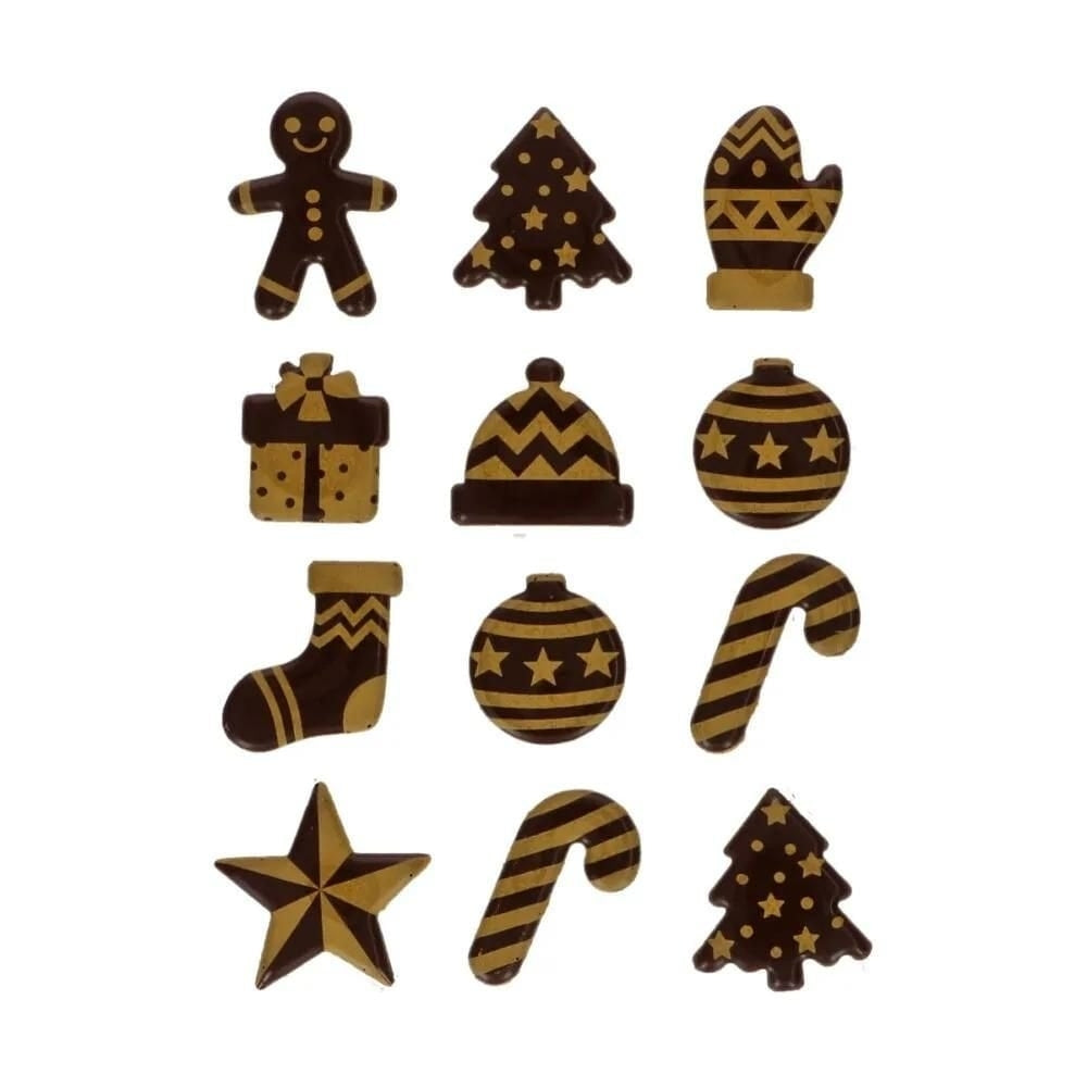 FunCakes Gold Christmas Chocolate Decorations x12