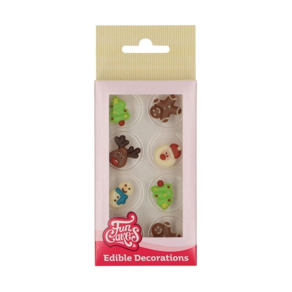 FunCakes Colourful Christmas Chocolate Decorations x 8