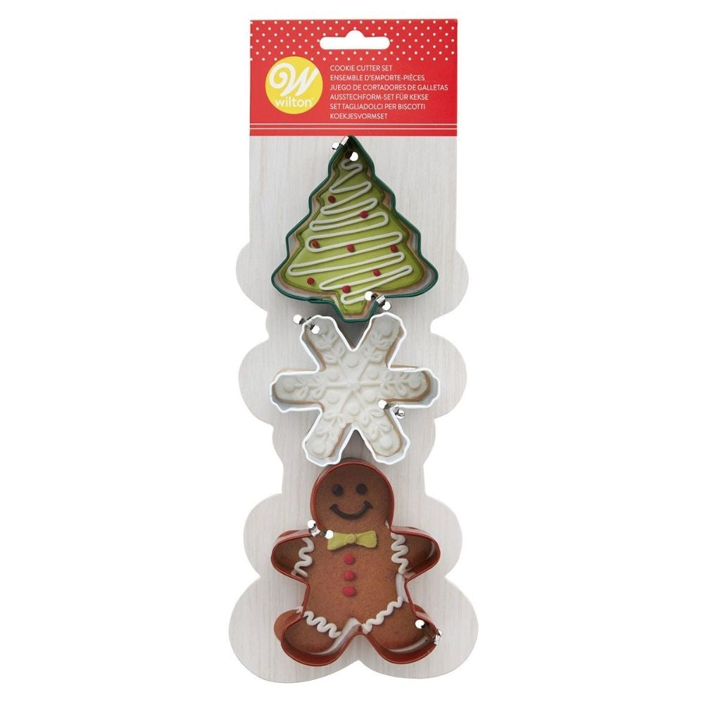 Wilton Tree, Snowflake & Gingerbread Man Cookie Cutter Set Of 3