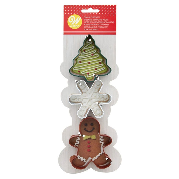 Wilton Tree, Snowflake & Gingerbread Man Cookie Cutter Set Of 3