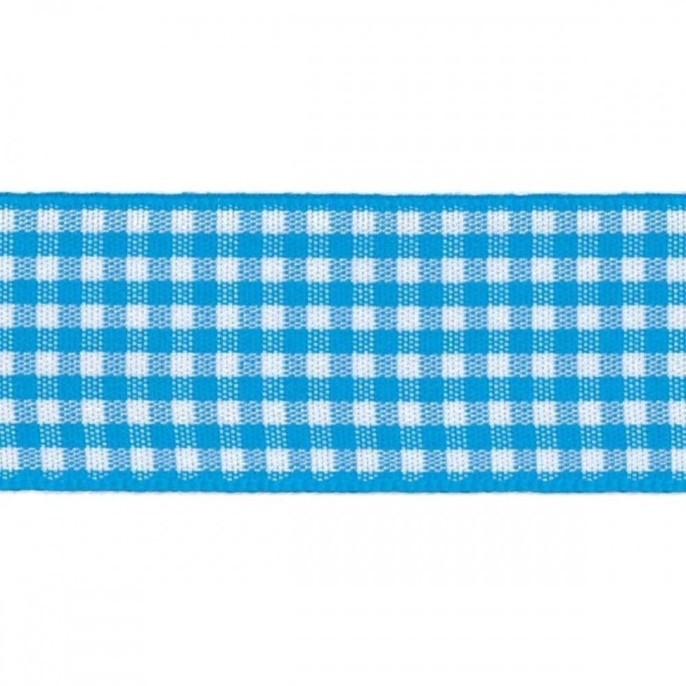 Berisfords Peacock Blue Gingham Check Ribbon