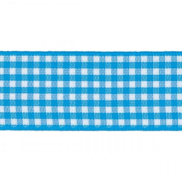 Berisfords Peacock Blue Gingham Check Ribbon