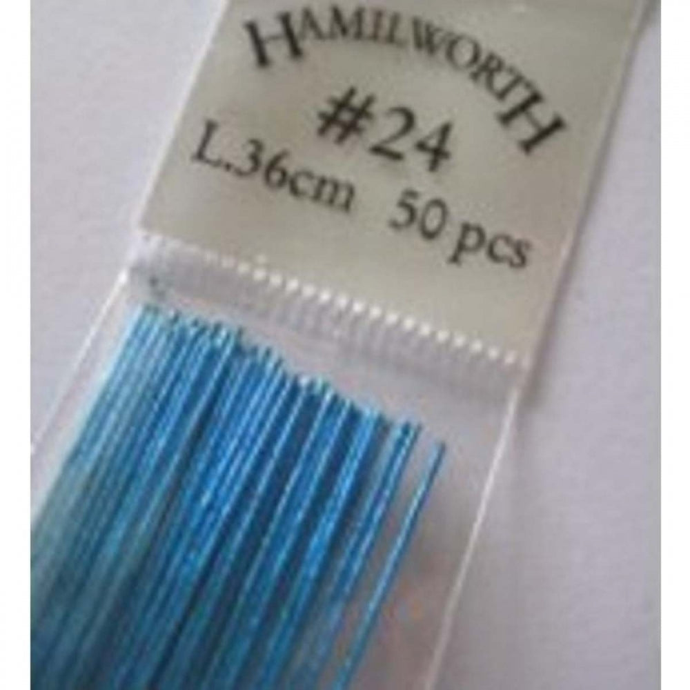 Hamilworth 24 gauge LIGHT BLUE metallic sugarcraft floristry wire - pk 50