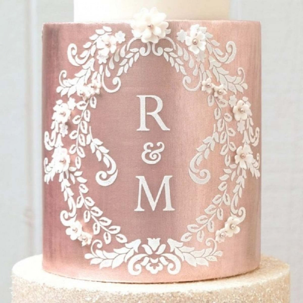 Evil Cake Genius Alexandria Lace Mix and Match Monogram cake stencil TALL set #9DB