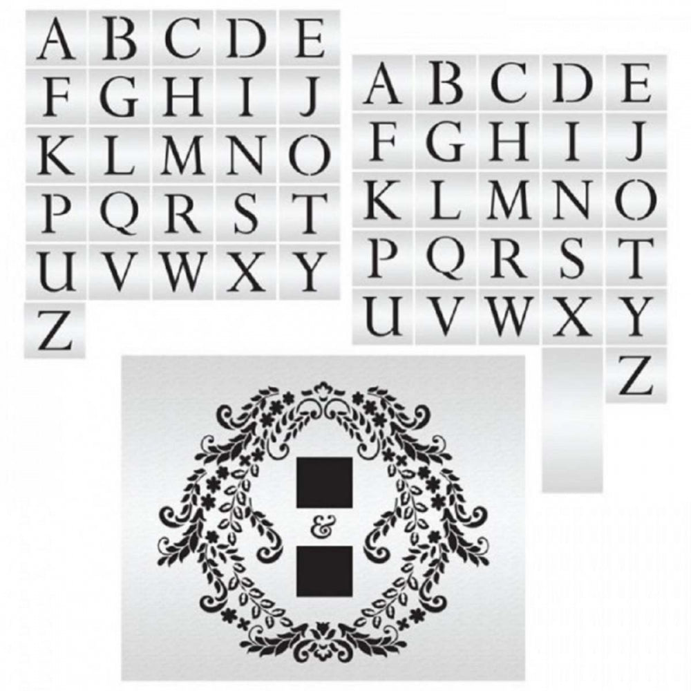 Evil Cake Genius Alexandria Lace Mix and Match Monogram cake stencil TALL set #9DB