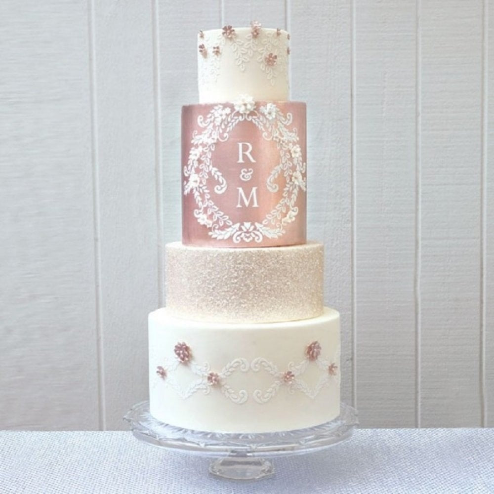 Evil Cake Genius Alexandria Lace Mix and Match Monogram cake stencil TALL set #9DB
