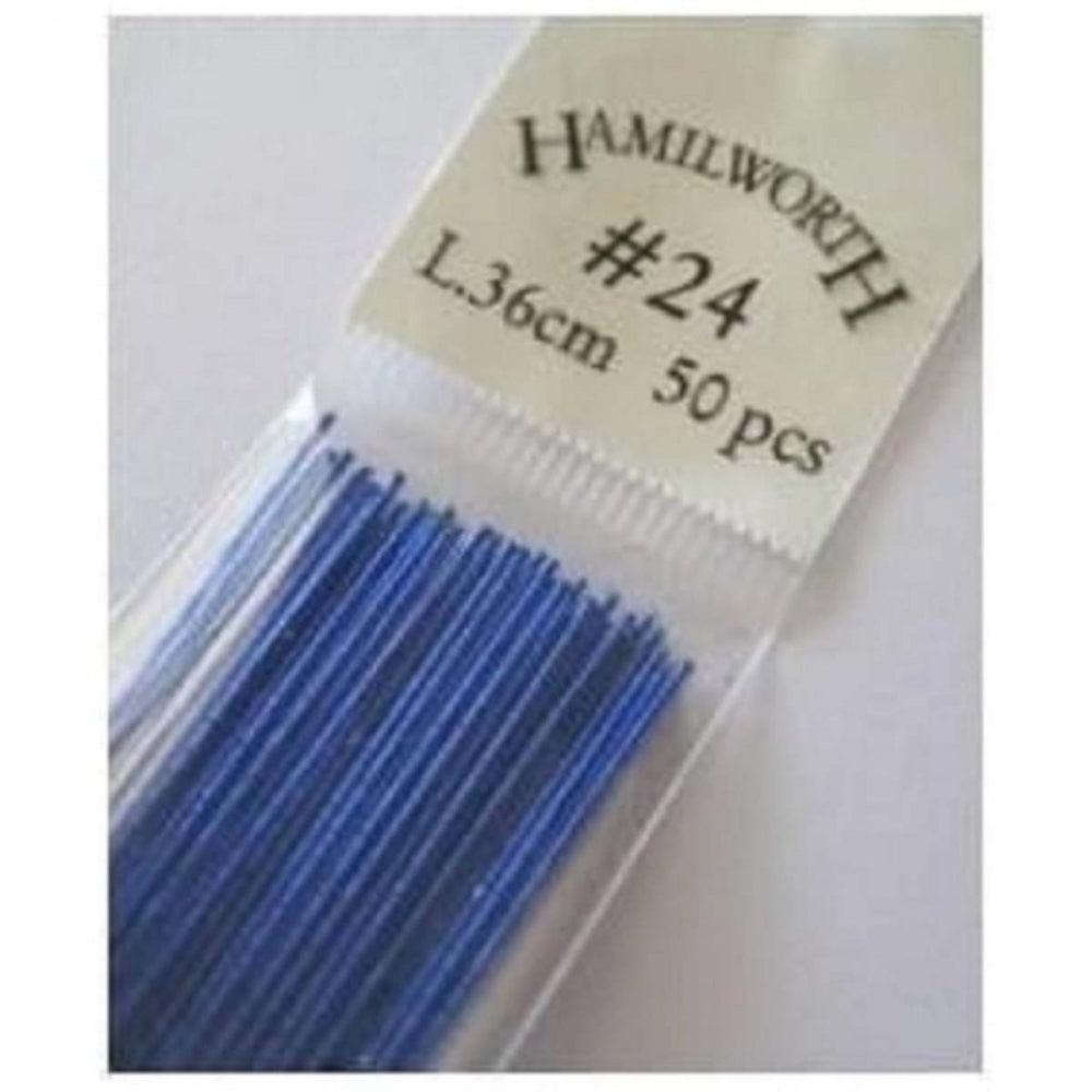 Hamilworth 24 gauge BLUE metallic sugarcraft floristry wire - pk 50
