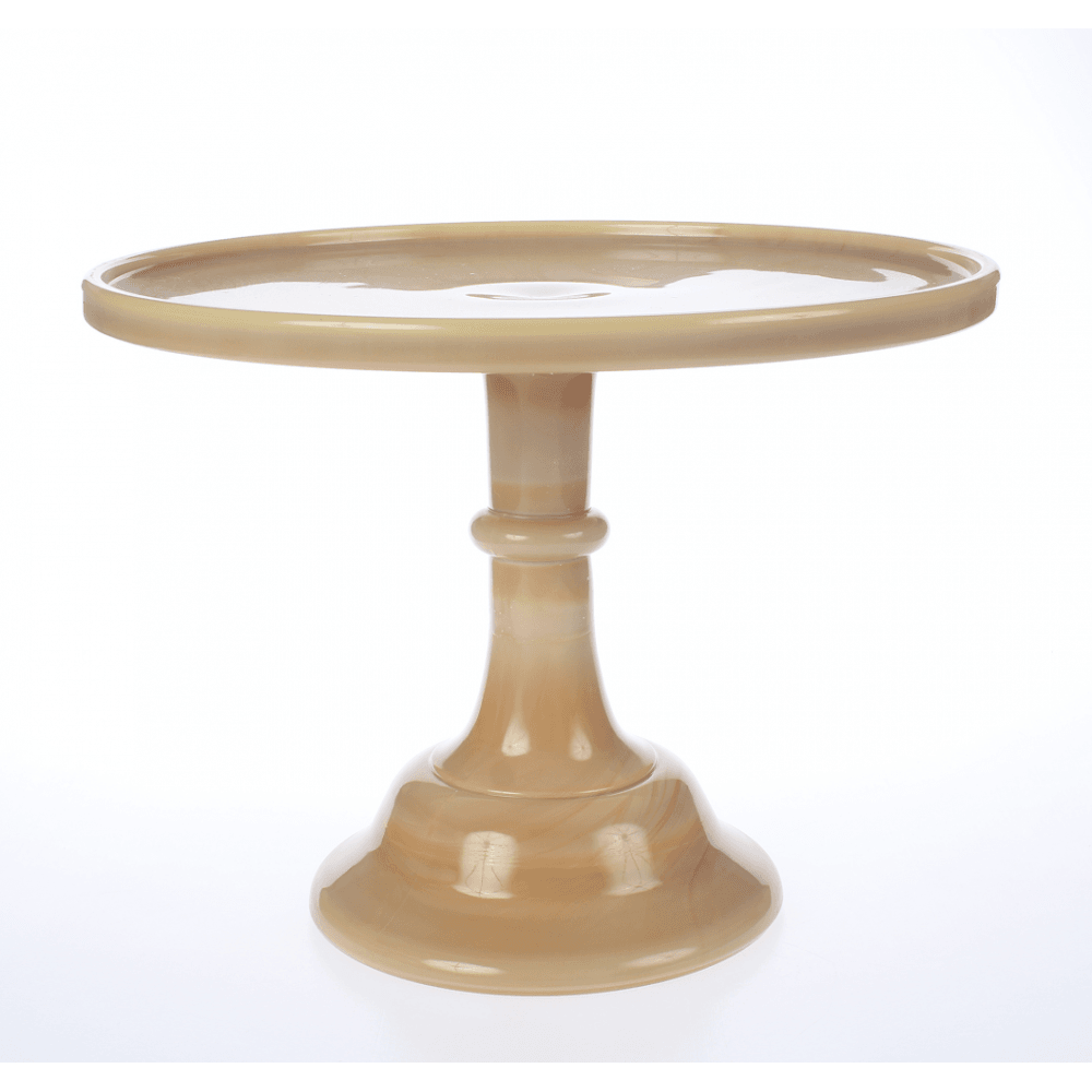 Mosser 12" milk glass cake pedestal stand - Caramel