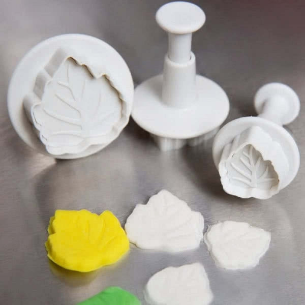 Ateco Multi Carelian Leaf 3 piece plunger icing cutter veiner set