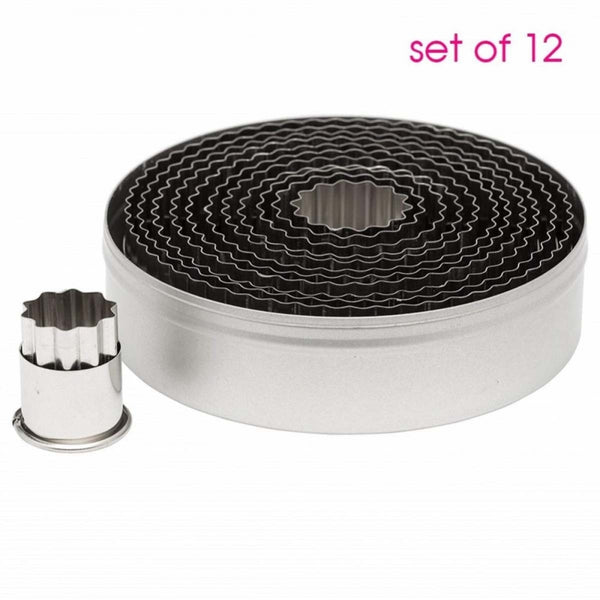 Ateco Fluted ROUND / CIRCLES 12 piece stainless steel icing cutter set