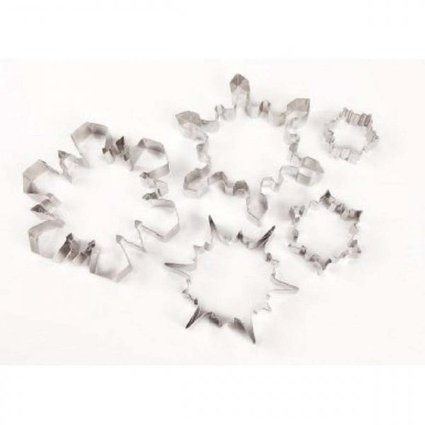 Ateco Set of 5 LARGE SNOWFLAKE metal icing pastry cookie cutters in tin