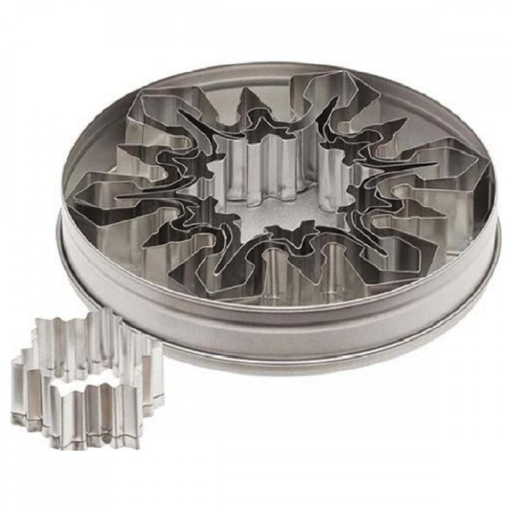 Ateco Set of 5 LARGE SNOWFLAKE metal icing pastry cookie cutters in tin