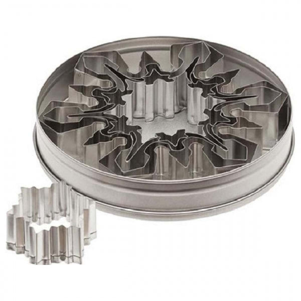 Ateco Set of 5 LARGE SNOWFLAKE metal icing pastry cookie cutters in tin
