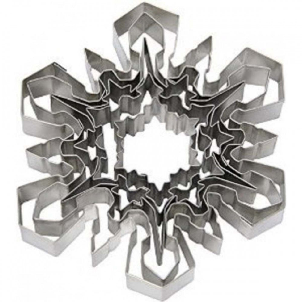 Ateco Set of 5 LARGE SNOWFLAKE metal icing pastry cookie cutters in tin