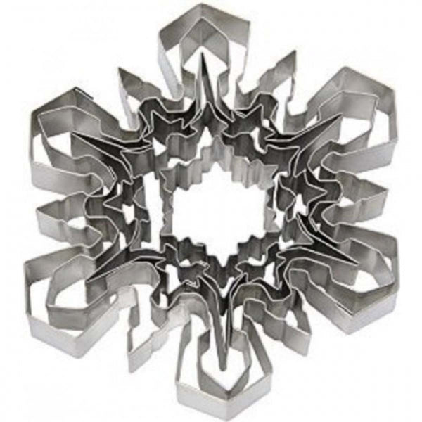 Ateco Set of 5 LARGE SNOWFLAKE metal icing pastry cookie cutters in tin