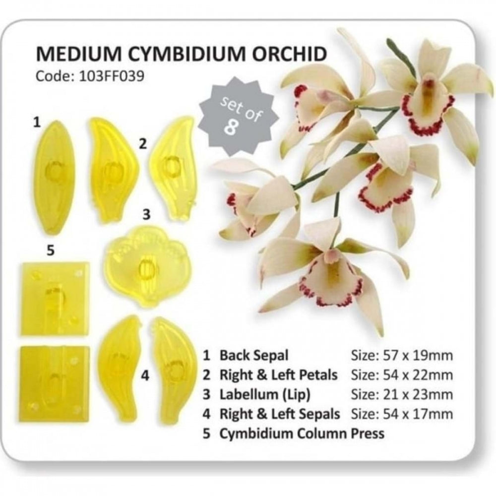PME Medium Cymbidium Orchid 8 pc fondant icing gum paste cutter set