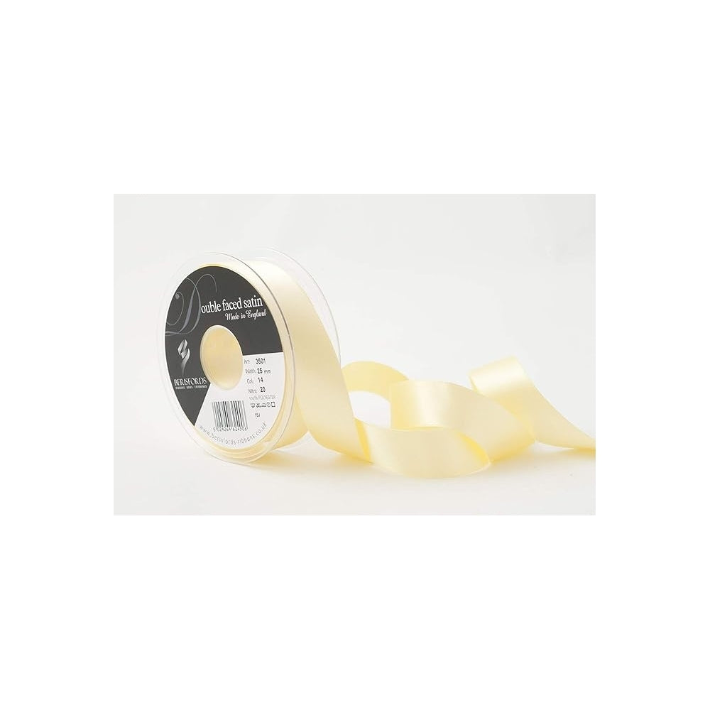 Berisfords Pale Lemon Double-Faced Satin Cake Ribbon 25mm x 20m