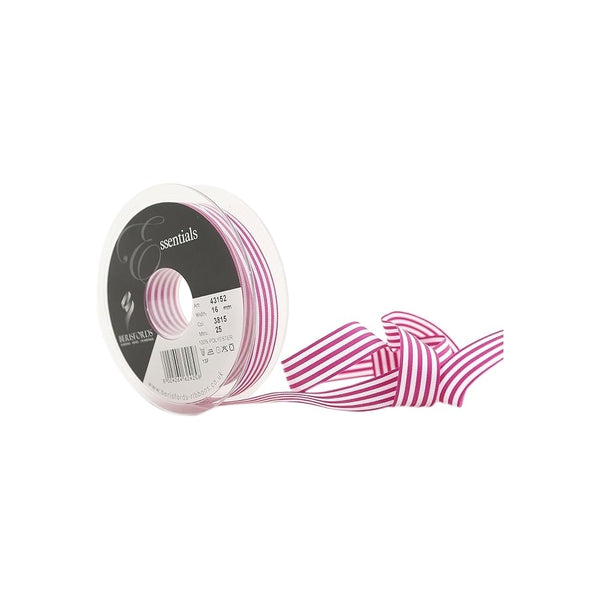 Berisfords Fuchsia Stripes Satin Cake Ribbon 16mm x 25m