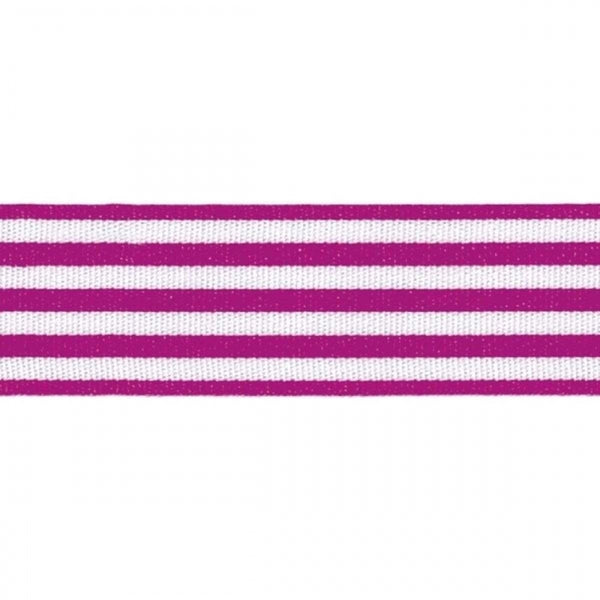Berisfords Fuchsia Stripes Satin Cake Ribbon 16mm x 25m