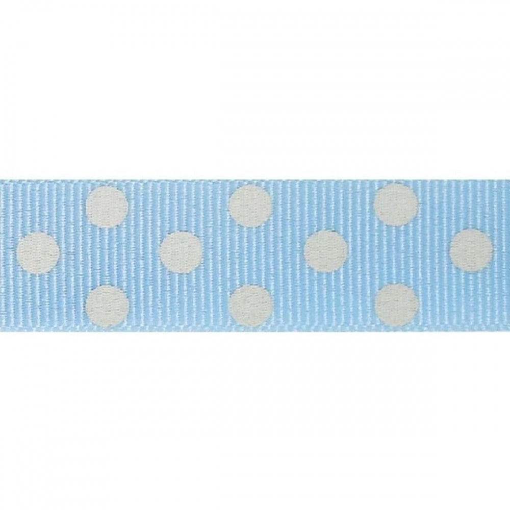 Berisfords Blue & White Spotty Grosgrain Cake Ribbon 15mm x 20m