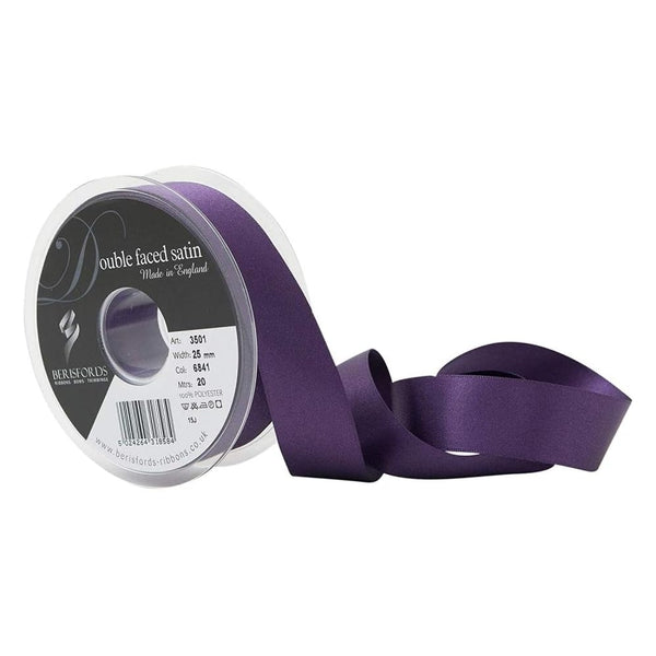 Berisfords Blackberry Double-Faced Satin Cake Ribbon 25mm x 20m