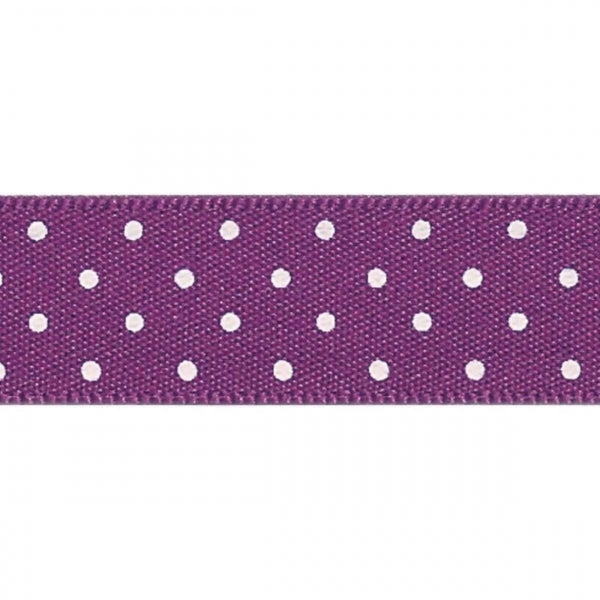 Berisfords Plum Purple Micro Dots Cake Ribbon 15mm x 20m