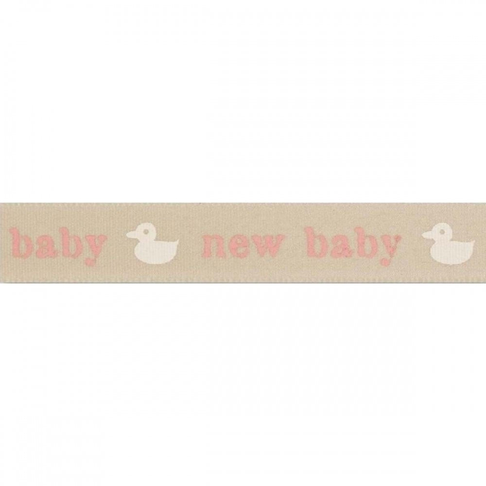 Berisfords New Baby' Pink Duck Printed Satin Cake Ribbon 15mm x 4m