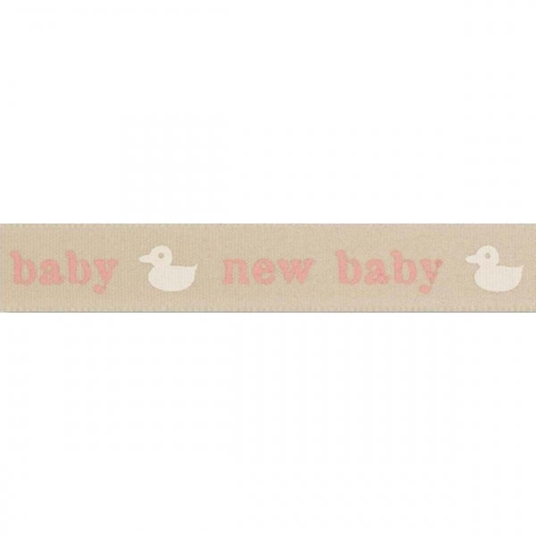 Berisfords New Baby' Pink Duck Printed Satin Cake Ribbon 15mm x 4m