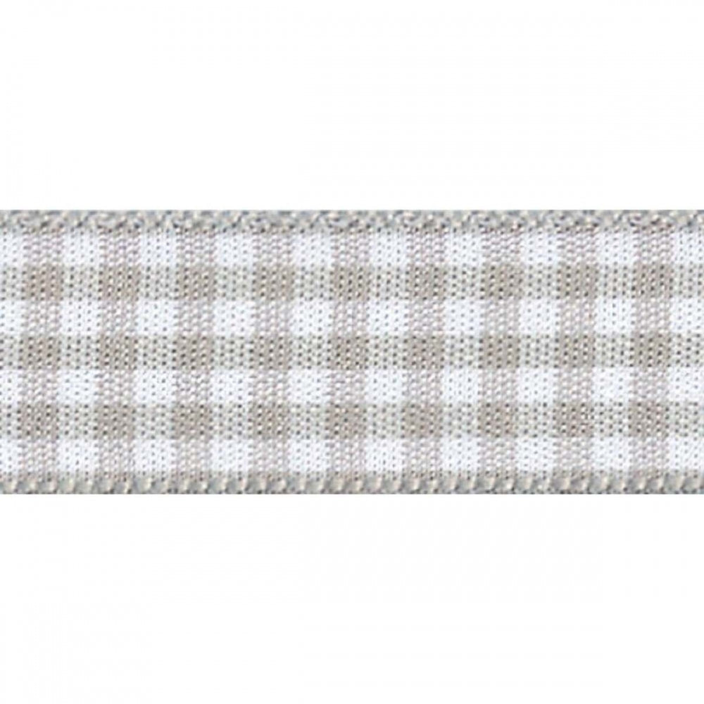 Berisfords Steel Grey Gingham Check Cake Ribbon 25mm x 20m