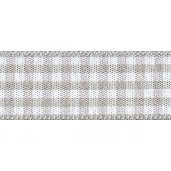 Berisfords Steel Grey Gingham Check Cake Ribbon 25mm x 20m