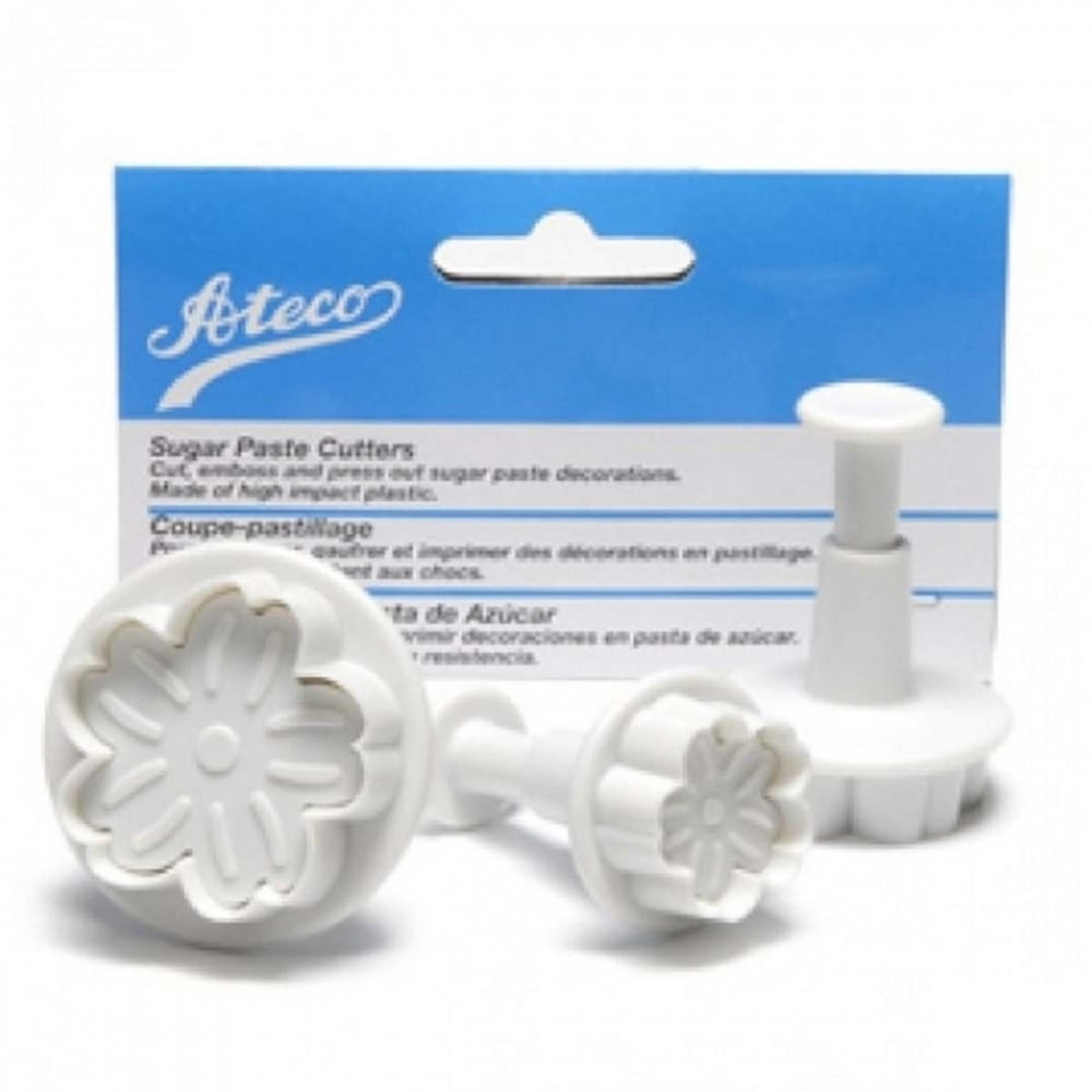 Ateco 6-petal Daisy Flower 3 pc plunger icing cutter veiner set
