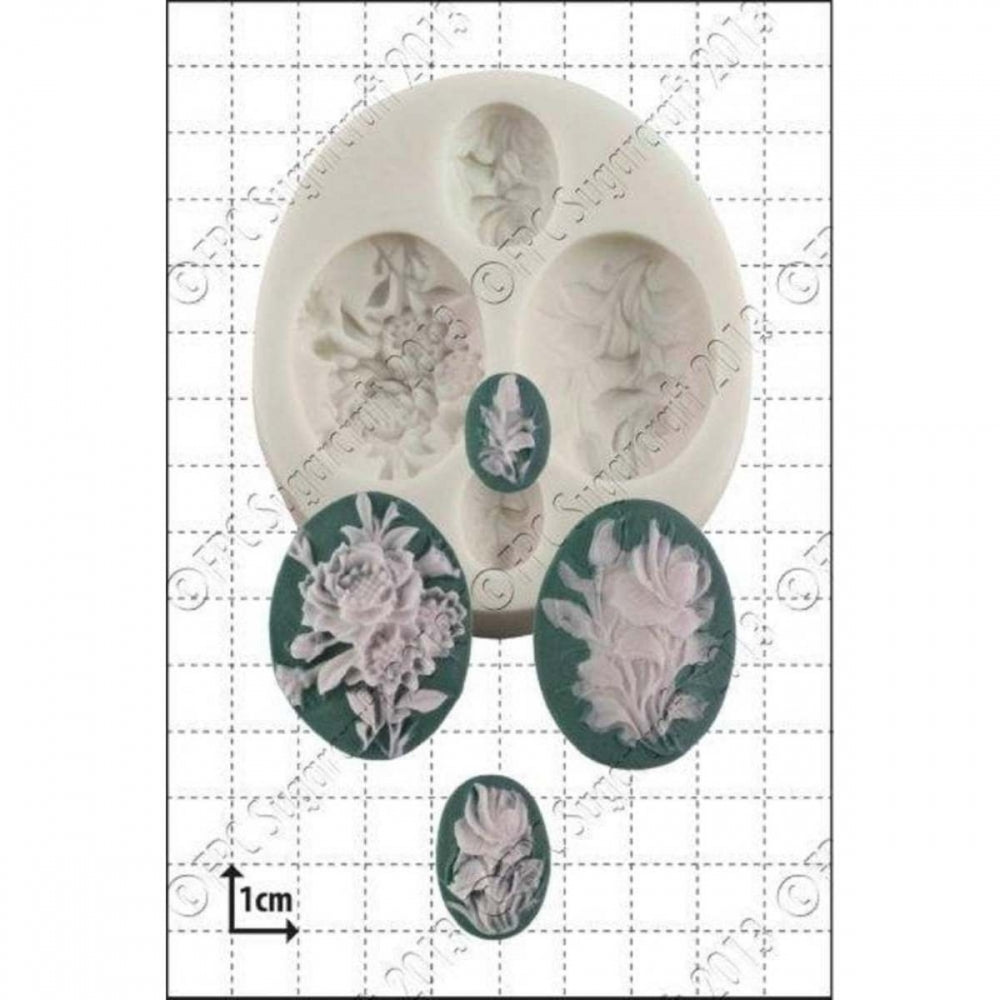 FPC 4 Flower Cameos silicone icing mould