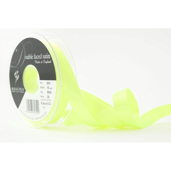 Berisfords Flo Yellow Double-Faced Satin Cake Ribbon 15mm x 20m