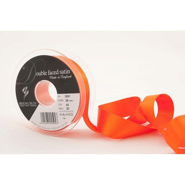 Berisfords Orange Delight Double-Faced Satin Cake Ribbon 25mm x 20m