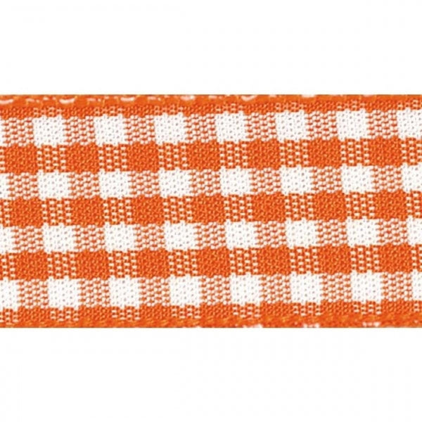 Berisfords Orange Delight Gingham Check Cake Ribbon 15mm x 20m