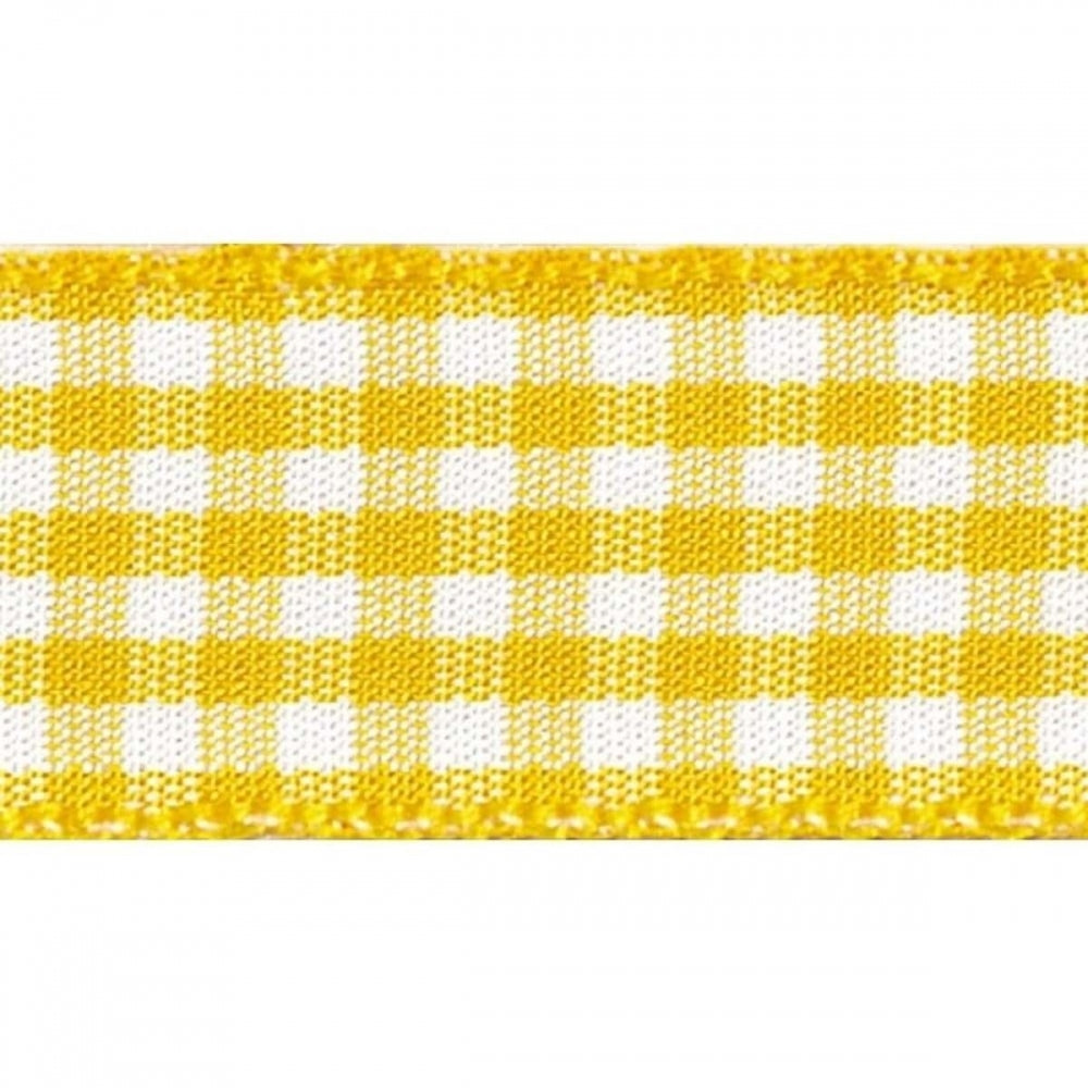 Berisfords Gold Gingham Check Cake Ribbon 25mm x 20m
